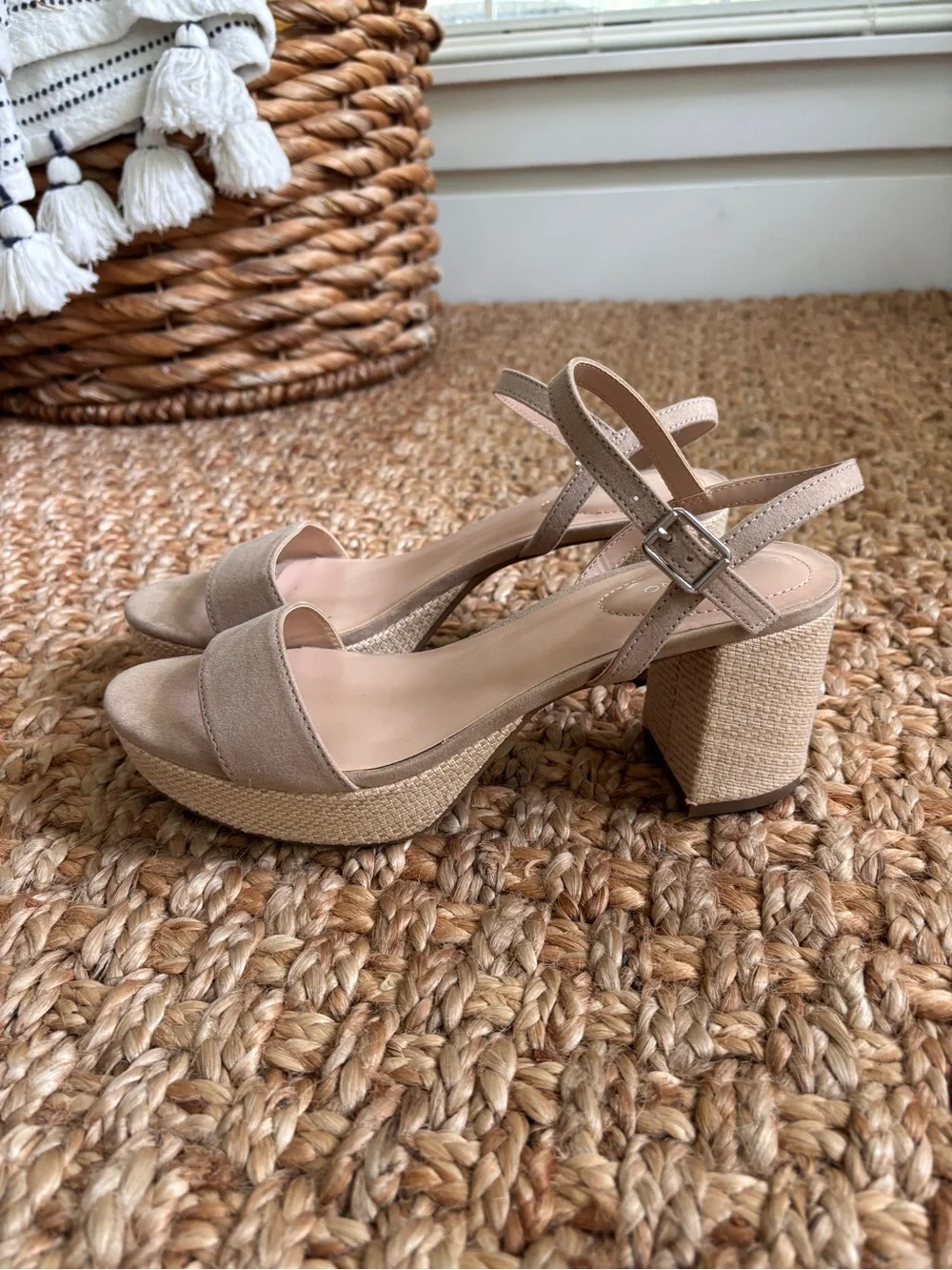Bandolino Taupe Platform Espadrille Block Heel Sandals